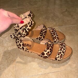 Leopard Print Wedge Sandals